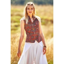 Los Banditos Hakim Yaka Çapraz Düğmeli Kolsuz Bluz