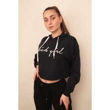 Rich Kadın Lacivert Crop Sweatshirt