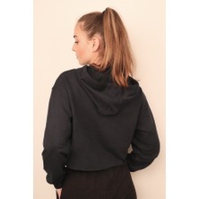 Rich Kadın Lacivert Crop Sweatshirt