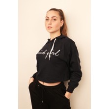 Rich Kadın Lacivert Crop Sweatshirt