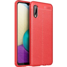 Kilifone - Galaxy A02 - Kılıf Deri Görünümlü Auto Focus Karbon Niss Silikon Kapak