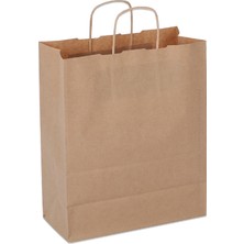 Paketleme Tezgahı 18*24*8 Kraft Saplı Kağıt Çanta 25 Adet