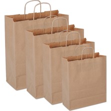 Paketleme Tezgahı 18*24*8 Kraft Saplı Kağıt Çanta 25 Adet