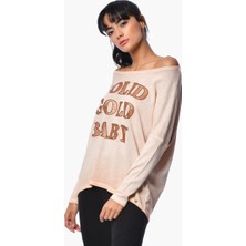 Cotton Candy Baskılı Uzun Kollu T-Shirt - Turuncu Turuncu - S