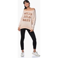 Cotton Candy Baskılı Uzun Kollu T-Shirt - Turuncu Turuncu - S