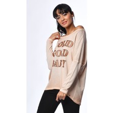 Cotton Candy Baskılı Uzun Kollu T-Shirt - Turuncu Turuncu - S