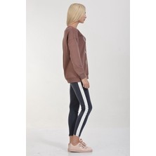 Cotton Candy Champagne Gümüş Baskılı Sweatshirt - Kızıl Melanj Kızıl Melanj - Xs
