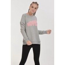 Cotton Candy Nope Kabartmalı Sweatshirt - Gri Melanj Gri Melanj - L