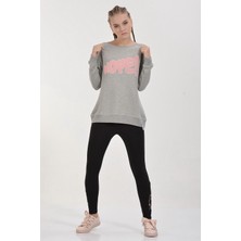 Cotton Candy Nope Kabartmalı Sweatshirt - Gri Melanj Gri Melanj - L