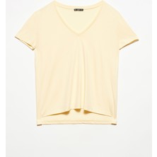 Dilvin 3470 V Yaka Basic T-Shirt-T.sarı