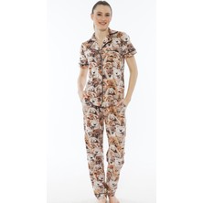 Vienetta Pamuklu Tamamı Düğmeli Kısa Kol Pijama Takım

