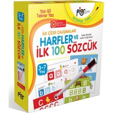 Piar Kids / Harfler ve İlk 100 Sözcük / İlk Çizgi Çalışmaları / Yaz-Sil-Tekrar Yaz / 3-7 Yaş