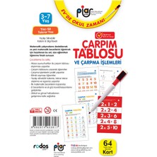 Piar Kids / Çarpım Tablosu ve Çarpma Işlemleri / Yaz-Sil-Tekrar Yaz / 3-7 Yaş