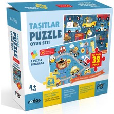 Piar Kids / Taşıtlar Puzzle (Yapboz) Oyun Seti / 2 Puzzle Bir Arada / 64 Parça / 4+ Yaş