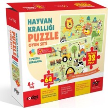 Piar Kids / Hayvan Krallığı Puzzle (Yapboz) Oyun Seti / 2 Puzzle Bir Arada / 64 Parça / 4+ Yaş