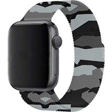 Nezih Case Apple Watch Seri 2/3/4/5 38MM Uyumlu Metal Hasır Kordon Siyah - Gri