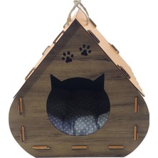 Leyan Ahşap Dekoratif Minderli Kedi Evi/yatağı Hobbit Model ATL-KD1001
