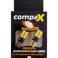 Compax Led Ampul Turuncu Dipsiz T10 Park Ampulü 12v 24 Ledli Canbuslu 2 Adet
