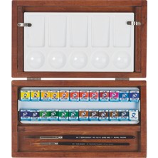 Talens Van Gogh Tablet Sulu Boya Seti 24 Renk Ahşap Kutulu (Fırça + Palet)