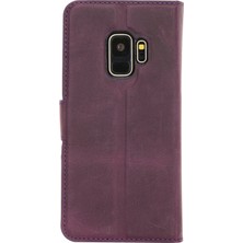 Burkley Samsung Galaxy S9 Mor Deri Cüzdan Telefon Kılıfı