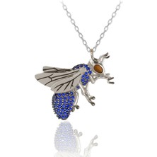 Safir Taşlı Arı Gümüş Kolye