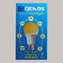 Qenos 2 Si 1 Arada Gece Lambası 10W + 1W Tek Ampulde 2 Farklı Renk