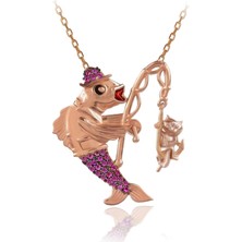 Oltayla Kedi Yakalayan Balık Gümüş Kolye