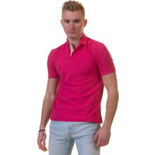 Exve Exclusive Pembe Bej Garnili Sade Polo Yaka Kısakol Tişört