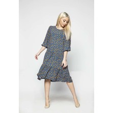 Mark Jovia Lacivert Çicekli Elbise