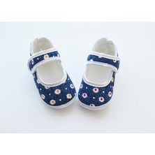 Puppis Baby Mavi Çiçek Desenli Kız Bebek Ayakkabı