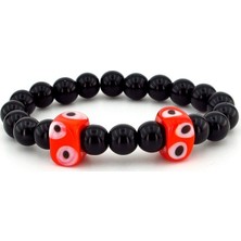 Solfera Murano Nazar Boncuklu Oniks Doğal Taş Kadın Bileklik J0104