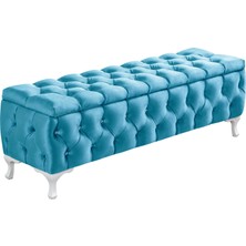 Setay Yatak Ucu Pufu Cappy Bench Sandıklı Ayakucu Pufu Turkuaz