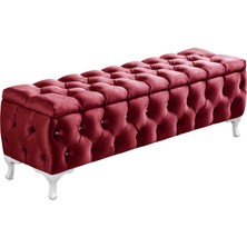Setay Yatak Ucu Pufu Cappy Bench Sandıklı Ayakucu Pufu Bordo