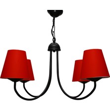 Özpolat Aydınlatma Oregon 4 Lü Siyah Avize (Kırmızı Şapkalı)