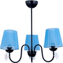 Özpolat Aydınlatma Samara 3 Lü Avize Siyah (Mavi Şapkalı)