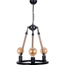 Özpolat Aydınlatma Liman 3 Lü Halatlı Avize (Siyah)