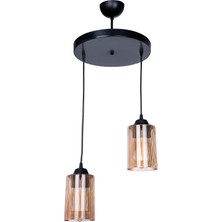 Özpolat Aydınlatma Yıldız 2 Li Sarkıt Optik Camlı (Siyah)