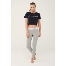 U.S. Polo Assn. Kadın Gri Melanj Tayt