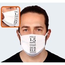 Coutoo Hele 1.5 Metre Uzağ Dur Baskılı Yıkanabilir Bez Maske
