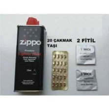 Accessorize  Zippo Çakmak Benzini 20 Taş 2 Fitil Benzin Set Yıllık Ihtiyaca Or