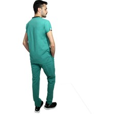 Likralı Yarasa Kol Doktor&hemşire Forması Yeşil Tery Flex Kumaş Erkek