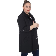 Brendon Kadın Büyük Beden Pamuklu Mevsimlik Trençkot 3019 Siyah/black 21S32003019