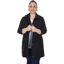 Brendon Kadın Büyük Beden Pamuklu Mevsimlik Trençkot 3019 Siyah/black 21S32003019