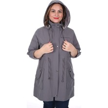 Brendon Kadın Büyük Beden Pamuklu Mevsimlik Trençkot 3019 Gri/grey 21S32003019