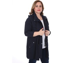 Brendon Kadın Büyük Beden Pamuklu Mevsimlik Trençkot 3019 Lacivert/navy 21S32003019