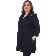 Brendon Kadın Büyük Beden Pamuklu Mevsimlik Trençkot 3019 Lacivert/navy 21S32003019