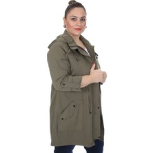 Brendon Kadın Büyük Beden Pamuklu Mevsimlik Trençkot 3019 Haki/khaki 21S32003019
