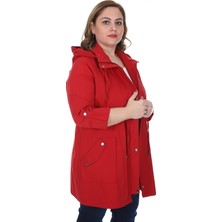 Brendon Kadın Büyük Beden Pamuklu Mevsimlik Trençkot 3019 Kırmızı/red 21S32003019