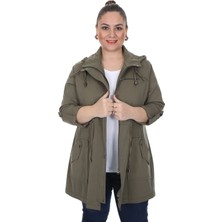 Brendon Kadın Büyük Beden Pamuklu Mevsimlik Trençkot 3019 Haki/khaki 21S32003019