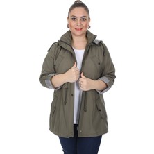Brendon Kadın Büyük Beden Mevsimlik Trençkot 595 Haki/khaki 21S32000595